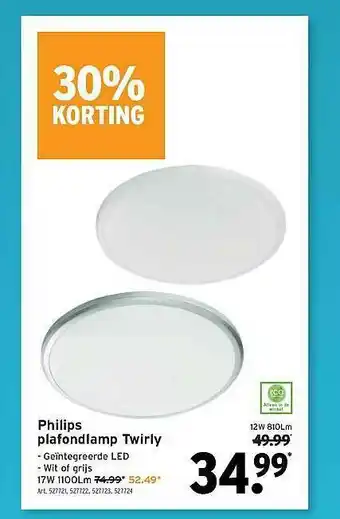 GAMMA Philips Plafondlamp Twirly 30% Korting aanbieding