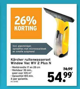 GAMMA Kärcher Ruitenwasserset Window Vac Wv 2 Plus N 26% Korting aanbieding