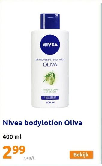 Action Nivea bodylotion Oliva 400ml aanbieding