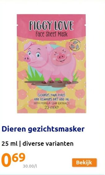 Action Dieren gezichtsmasker aanbieding