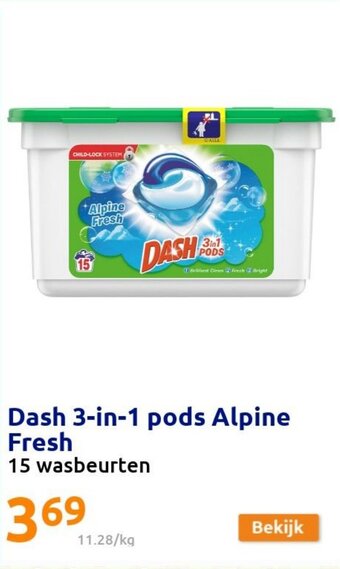 Action Dash 3-in-1 pods Alpine Fresh aanbieding