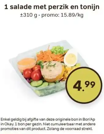 Salade met perzik en tonijn