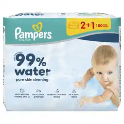 Albert Heijn Pampers 99% water baby wipes 3-pack aanbieding