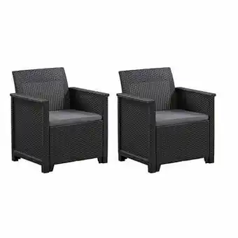 Leen Bakker Keter loungefauteuils Emma (2 stuks) - grijs - Leen Bakker aanbieding