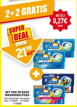 Trafic Set van 20 dash wasmiddelpods aanbieding