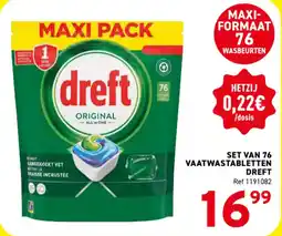 Trafic Set van 76 vaatwastabletten dreft aanbieding