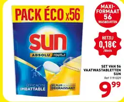Trafic Set van 56 vaatwastabletten sun aanbieding