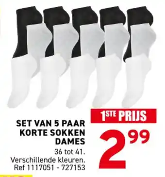 Set van 5 paar korte sokken dames