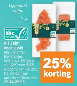 Albert Heijn Ah zalm voor sushi aanbieding