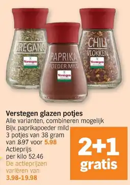 Albert Heijn Verstegen glazen potjes aanbieding