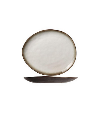 Makro Cosy & Trendy Plat bord ovaal Plato 23 x 27 cm wit/bruin aanbieding