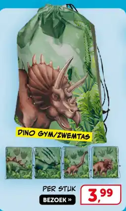 Boekenvoordeel Dino gym/zwemtas aanbieding