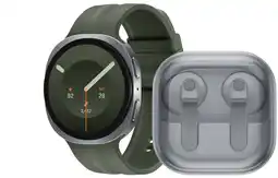 Coolblue Samsung Galaxy Watch 9 Zilver/Groen 44mm + Samsung Galaxy Buds4 Wit aanbieding