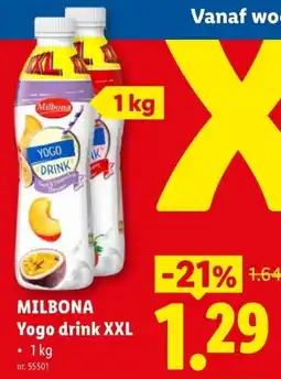 Lidl Milbona Yogo drink XXL aanbieding