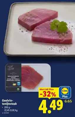 Lidl Geelvin-tonijnsteak aanbieding