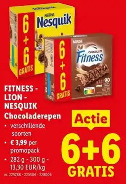 Lidl Fitness lion nesquik chocoladerepen aanbieding