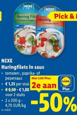 Lidl Nixe haringfilets in saus aanbieding