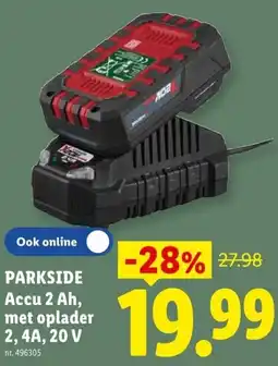 Lidl Parkside accu 2 ah aanbieding