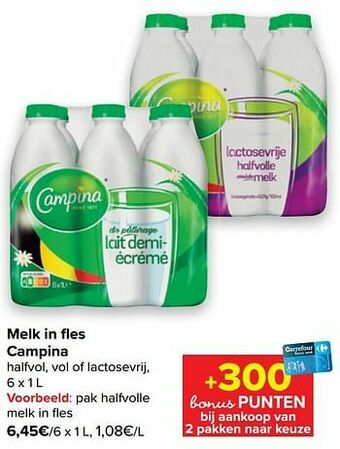 Carrefour Pak halfvolle melk in fles aanbieding