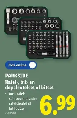 Lidl Parkside ratel-, bit- en dopsleutelset of bitset aanbieding