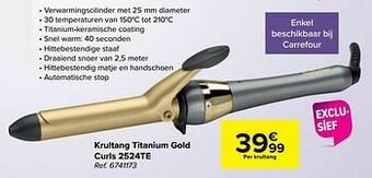 Carrefour Babyliss krultang titanium gold curls 2524te aanbieding