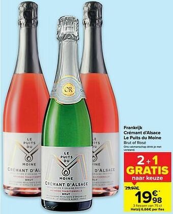 Carrefour Frankrijk crémant d’alsace le puits du moine brut of rosé aanbieding