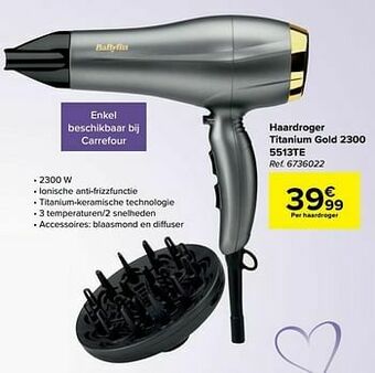 Babyliss haardroger titanium gold 2300 5513te