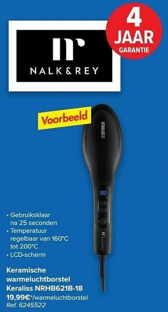 Nalk+rey keramische warmeluchtborstel keraliss nrhb621b-18
