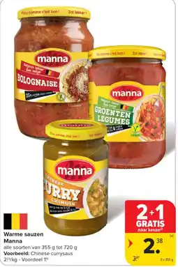 Carrefour Warme sauzen manna aanbieding