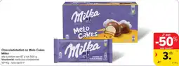 Carrefour Chocoladetablet en Melo Cakes Milka aanbieding