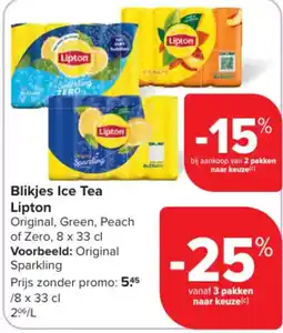Carrefour Blikjes Ice Tea Lipton aanbieding