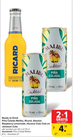 Carrefour Ready to Drink Piña Colada Malibu aanbieding