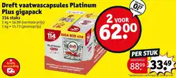 Kruidvat Dreft vaatwascapsules Platinum Plus aanbieding