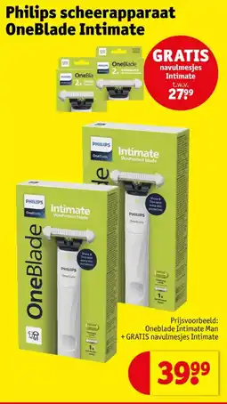 Kruidvat Philips scheerapparaat oneblade intimate aanbieding