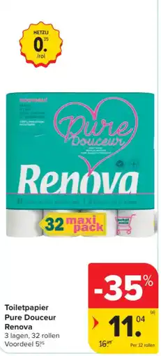 Carrefour Toiletpapier Pure Douceur Renova aanbieding