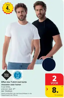 Carrefour Effen bio T-shirt met korte mouwen voor heren aanbieding
