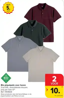 Carrefour Bio piquepolo voor heren aanbieding