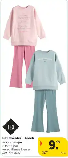 Carrefour Set sweater + broek voor meisjes aanbieding