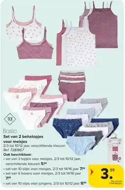 Carrefour Set van 2 behatopjes voor meisjes aanbieding