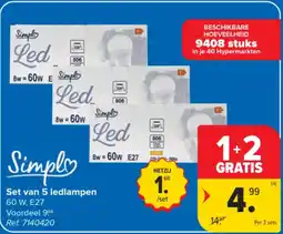 Carrefour Simply Set van 5 ledlampen aanbieding