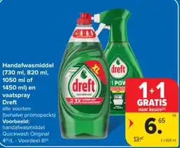 Carrefour Handafwasmiddel en vaatspray Dreft aanbieding