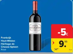 Carrefour Frankrijk Haut-Médoc Héritage de Chasse-Spleen Rood aanbieding