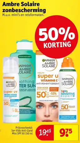 Kruidvat Garnier Ambre Solaire super uv brume visage over makeup mist aanbieding