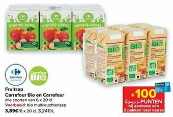 Carrefour Bio multivruchtensap aanbieding