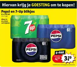 Kruidvat Pepsi en 7-Up blikjes aanbieding