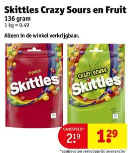 Kruidvat Skittles Crazy Sours en Fruit aanbieding