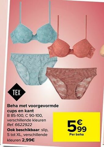 Carrefour Beha met voorgevormde cups en kant aanbieding