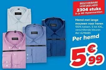 Carrefour Hemd met lange mouwen voor heren aanbieding
