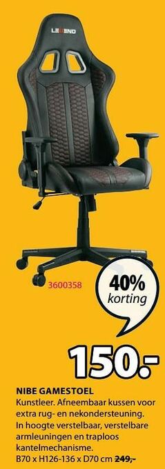Jysk Nibe gamestoel aanbieding