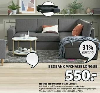 Jysk Bedsted bedbank met chaise longue aanbieding